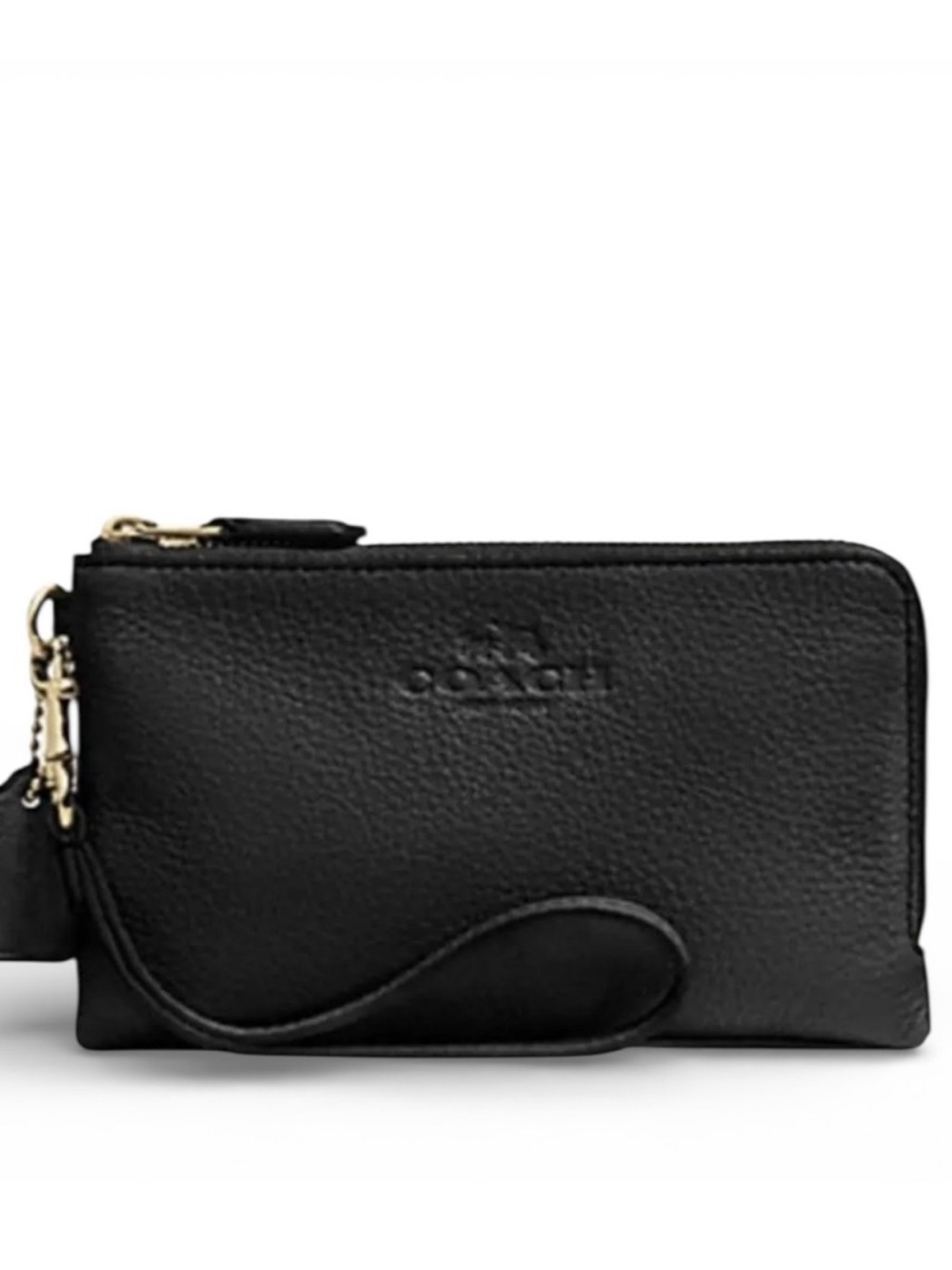 Coach Double Corner Zip Wristlet - Black, Excellent Condition